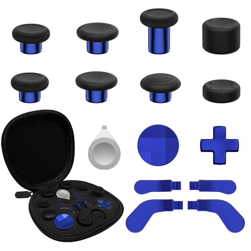 CHARM FOCUS 16-in-1 Metal Thumbsticks Replacement Kits for Xbox Elite Series 2, Xbox Elite 2 Controller Accessories, Includes Magnetic Joysticks, Paddles, Silicone Caps, D-Pads, 1 Tool (Cobalt Blue) - Image 1